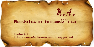 Mendelsohn Annamária névjegykártya